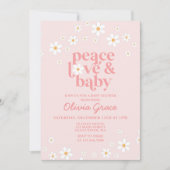 Daisy Roze Retro Vrede Liefde Baby Shower Kaart (Voorkant)