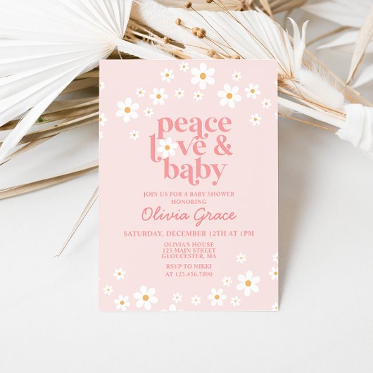 Daisy Roze Retro Vrede Liefde Baby Shower Kaart