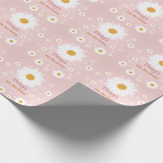 Daisy Roze Verjaardag Elke Leeftijd Cadeaupapier (Hoek)