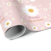 Daisy Roze Verjaardag Elke Leeftijd Cadeaupapier (Rol Hoek)