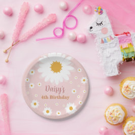 Daisy Roze Verjaardag Elke Leeftijd Papieren Bordje