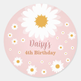 Daisy Roze Verjaardag Elke Leeftijd Ronde Sticker