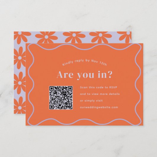 Daisy RSVP met QR-code (Voorkant / Achterkant)