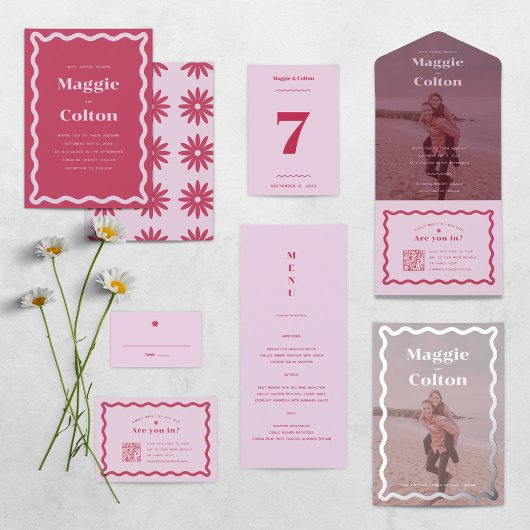 Daisy RSVP met QR-code Kaartje