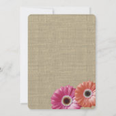 Daisy Rustic Burlap Coral en Pink Kaart (Achterkant)