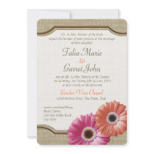 Daisy Rustic Burlap Coral en Pink