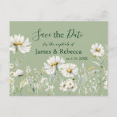 Daisy Sage & Botanical Wedding Save the Date Briefkaart (Voorkant)