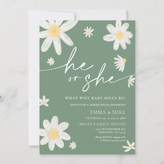 Daisy Sage Green Geslacht onthullen hij of zij Kaart (Voorkant)