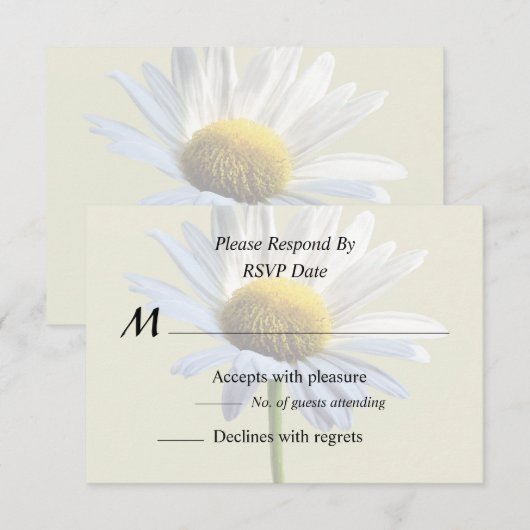 Daisy Schaduw en Licht RSVP Kaartje (Voorkant / Achterkant)
