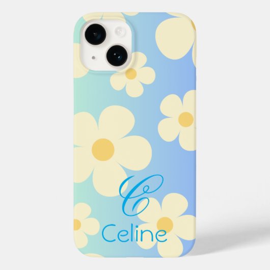 daisy Schattige bloemen sinaasappel blauw Geperson Case-Mate iPhone Case (Achterkant)