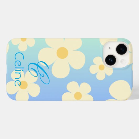 daisy Schattige bloemen sinaasappel blauw Geperson Case-Mate iPhone Case (Achterkant (horizontaal))
