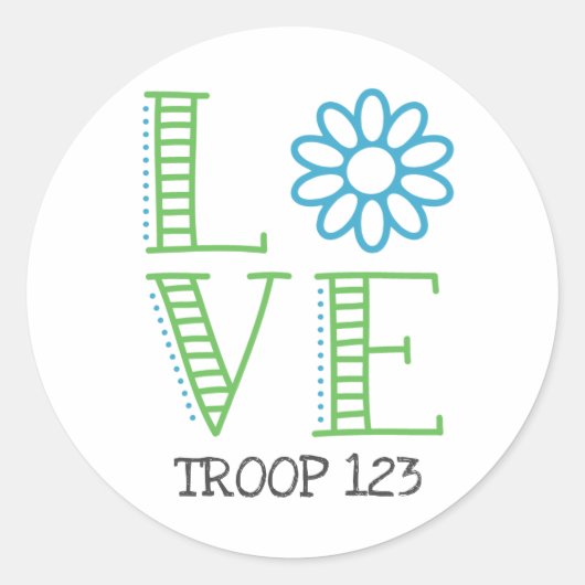 Daisy Scout Liefde Troop Nummer Ronde Sticker (Voorkant)