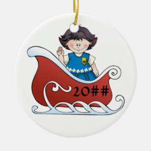 Daisy Scout Sled Black Hair Keramisch Ornament