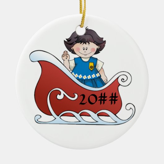 Daisy Scout Sled Black Hair Keramisch Ornament (Voorkant)