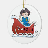 Daisy Scout Sled Black Hair Keramisch Ornament (Links)