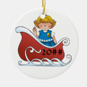 Daisy Scout Sled Blonde Keramisch Ornament (Voorkant)