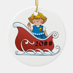 Daisy Scout Sled Blonde Keramisch Ornament