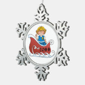 Daisy Scout Sled Blonde Tin Sneeuwvlok Ornament (Rechts)