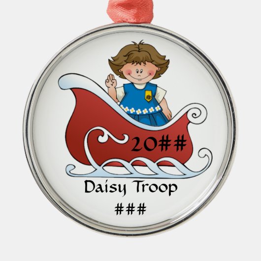 Daisy Scout Sled Brunette Metalen Ornament (Voorkant)