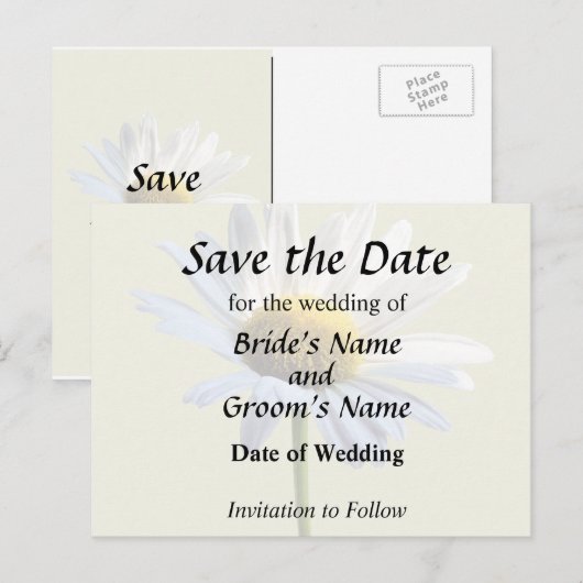 Daisy Shadow en Light Wedding Supplies Aankondigingskaart (Voorkant / Achterkant)