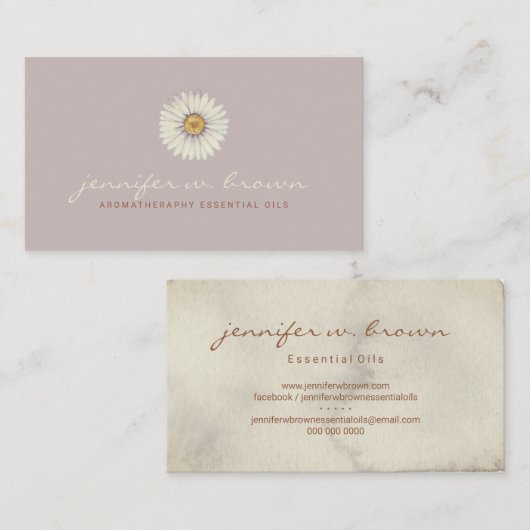 Daisy Signature Script roze Waterverf Visitekaartje (Voorkant / Achterkant)