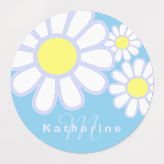 Daisy Simple Blue Monogram Labels (Design 1)