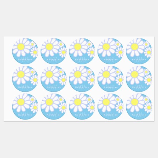 Daisy Simple Blue Monogram Labels (Vel)