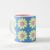 Daisy Simple Blue Tweekleurige Koffiemok (Voorkant links)
