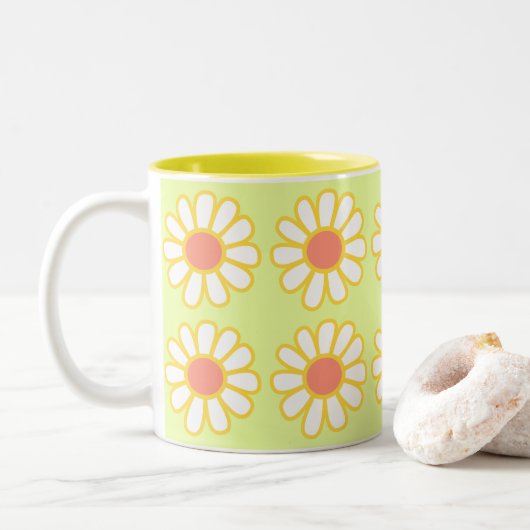 Daisy Simple Green Tweekleurige Koffiemok (Met donut)