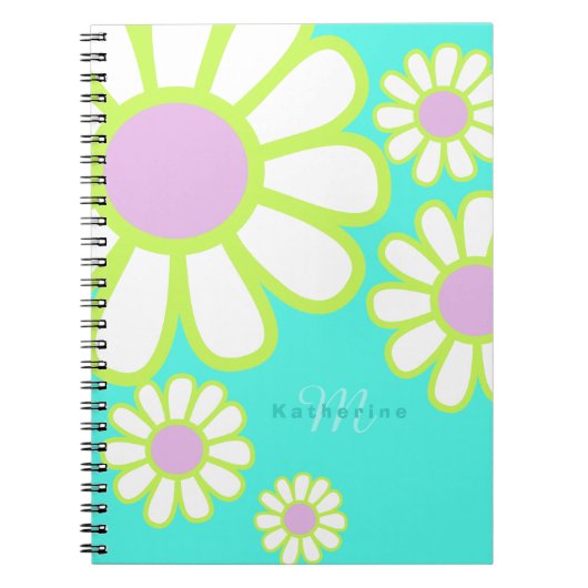 Daisy Simple Monogram Aqua Notitieboek (Voorkant)