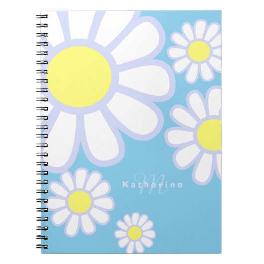 Daisy Simple Monogram Baby Blauw Notitieboek (Voorkant)