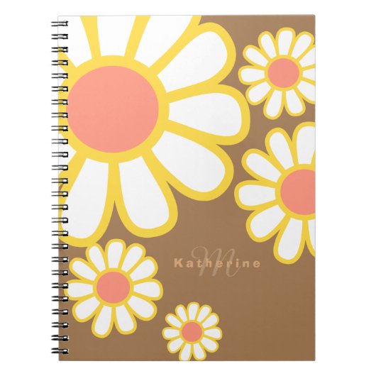 Daisy Simple Monogram Brown Notitieboek (Voorkant)