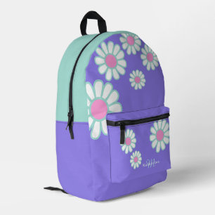 Daisy Simple Monogram Paarse Bedrukte Rugzak