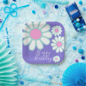Daisy Simple Paarse Papieren Bordje (Feest)