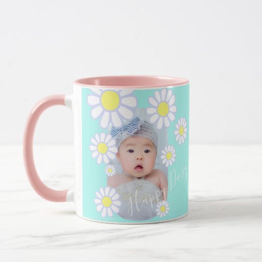 Daisy Simple Pastel Aqua Foto Baby Mok (Links)