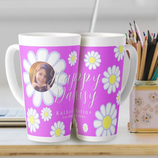 Daisy Simple Photo Violet Latte Mok