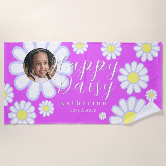 Daisy Simple Photo Violet Strandlaken (Voorkant)