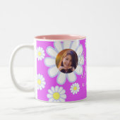 Daisy Simple Photo Violet Tweekleurige Koffiemok (Links)