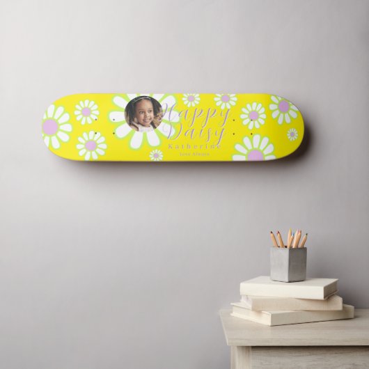 Daisy Simple Photo Yellow Persoonlijk Skateboard (Muurkunst (Horizontaal))