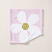 Daisy Simple Pink White Gold Personal Bad Handdoek (Wasdoekje)