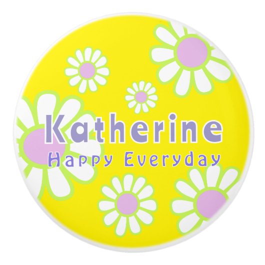 Daisy Simple Yellow Keramische Knop (Voorkant)