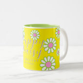 Daisy Simple Yellow Tweekleurige Koffiemok (Voorkant rechts)