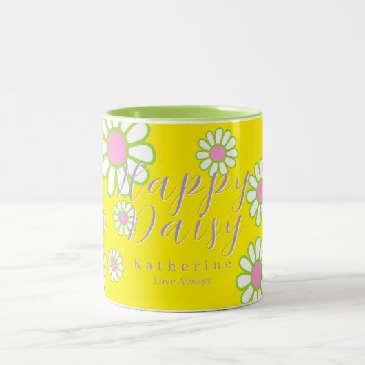 Daisy Simple Yellow Tweekleurige Koffiemok (Center)