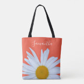 Daisy Sinaasappel Wit Script Canvas tas (Achterkant)