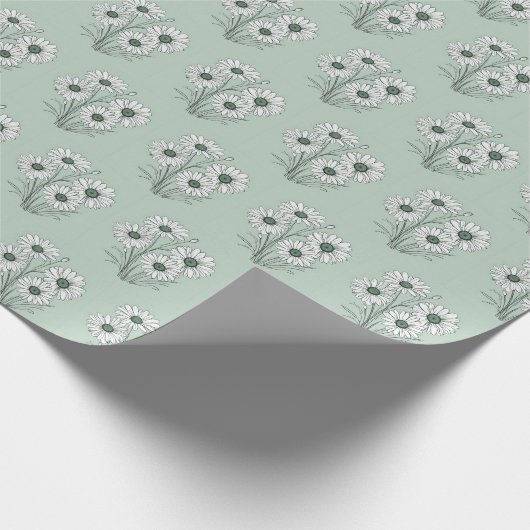 Daisy Sketch op Sage Green Cadeaupapier (Hoek)