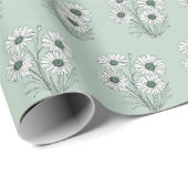 Daisy Sketch op Sage Green Cadeaupapier (Rol Hoek)