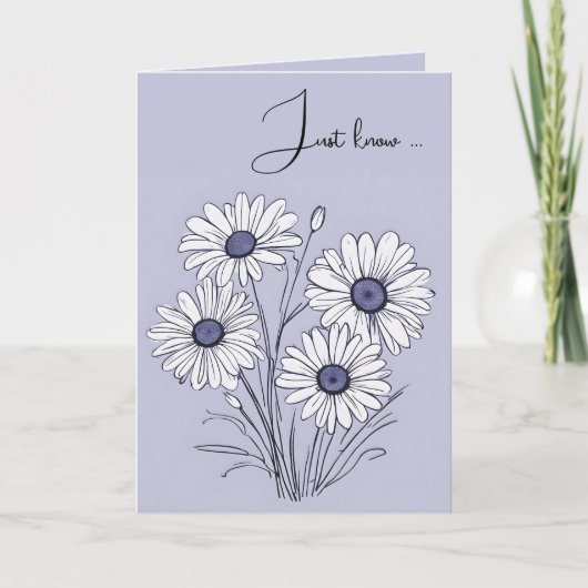 Daisy Sketch over Paarse denken aan jou Kaart (Voorkant)