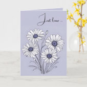 Daisy Sketch over Paarse denken aan jou Kaart (Gele Bloem)