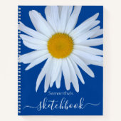 Daisy Sketchbook Blue White Script Notitieboek (Voorkant)