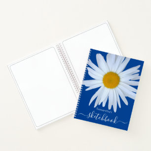 Daisy Sketchbook Blue White Script Notitieboek